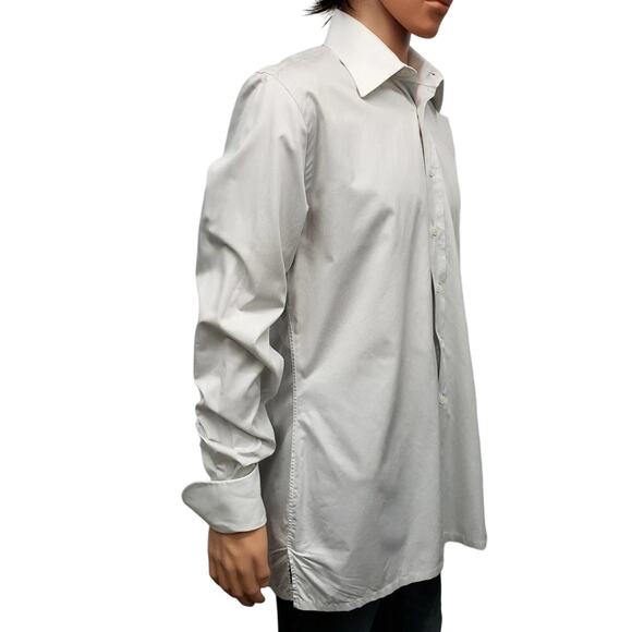 Frank Rostron England Dress Shirt Contrast Collar Two button Cuff Light Gray XL - Picture 5 of 14